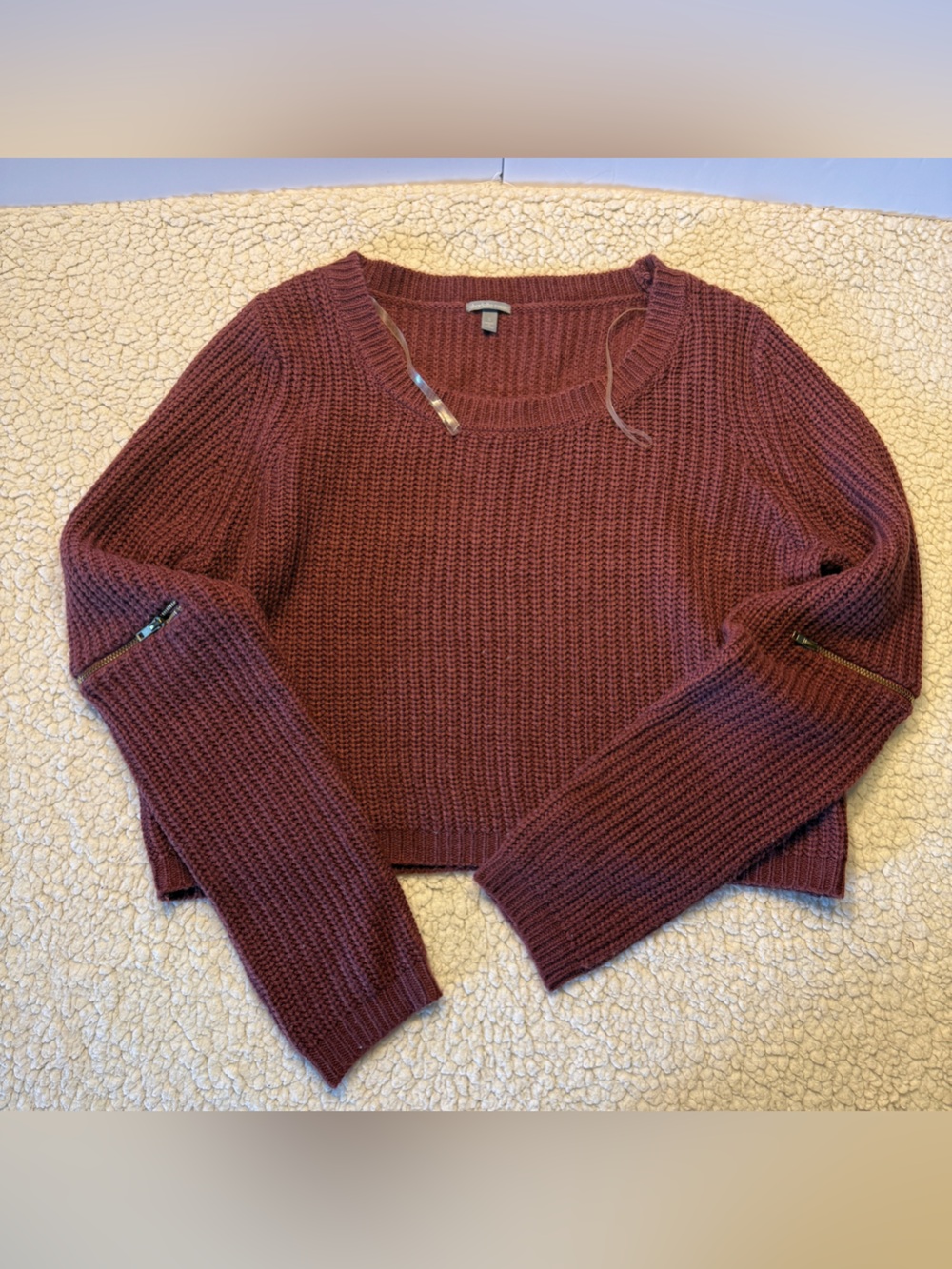 Women's Sweater & Shirt Bundle. Size Small - Burgundy, Tan, Blue. - Picture 6 of 10